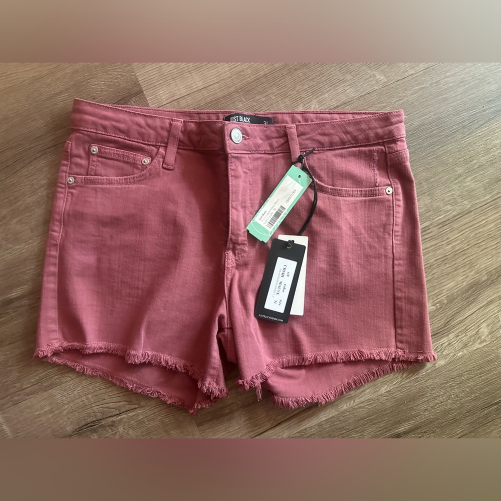 Just Black Andi frayed hem denim shorts size 12